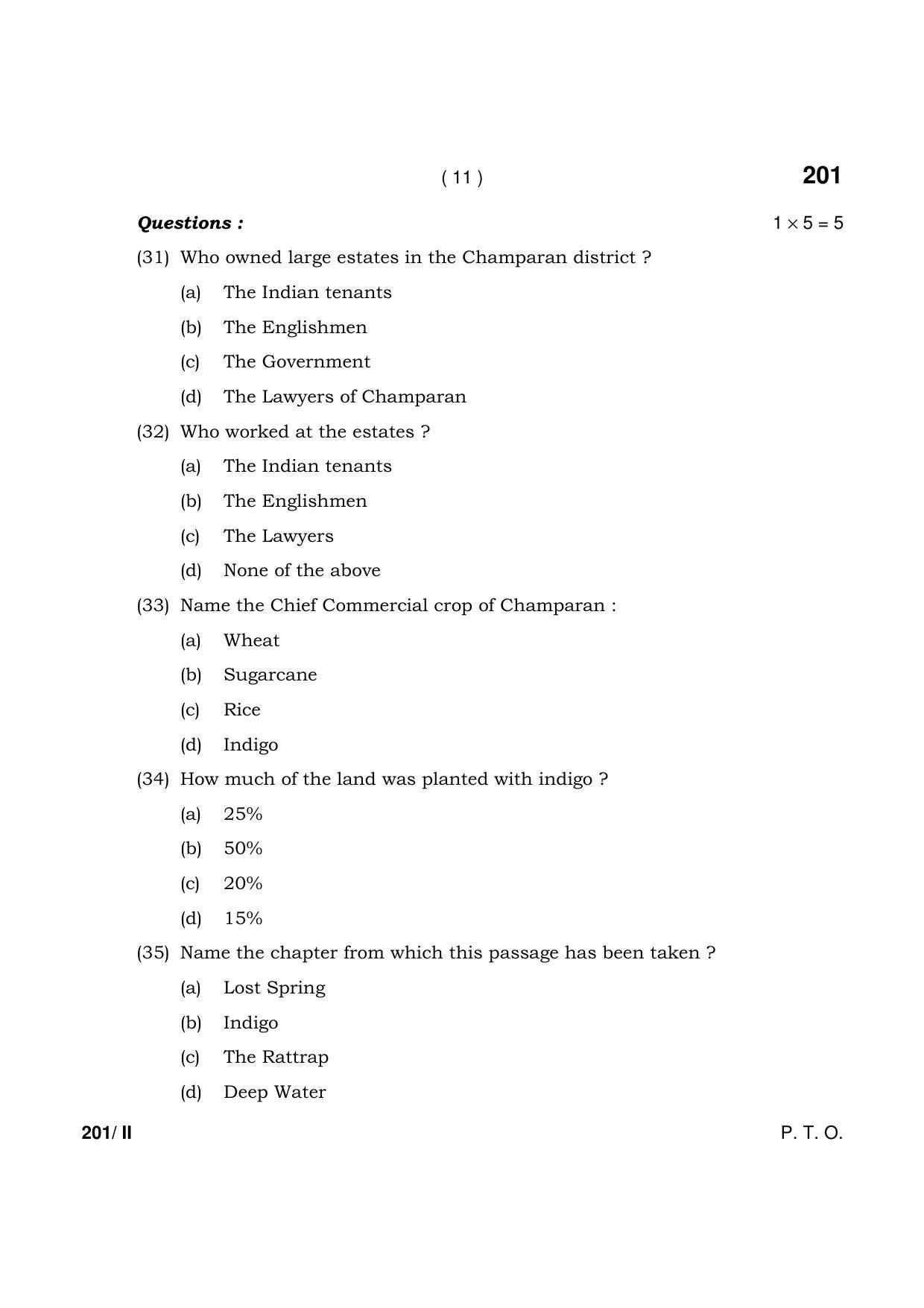 Haryana Board HBSE Class 12 English (Core) Part-II 2021 Question Paper - Page 11