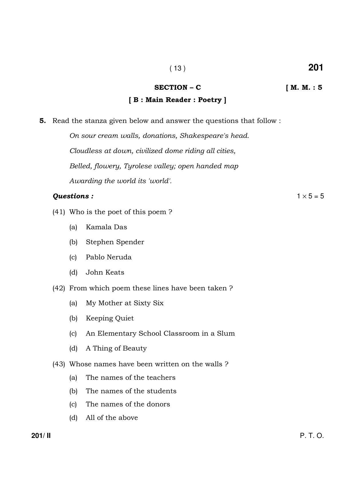 Haryana Board HBSE Class 12 English (Core) Part-II 2021 Question Paper - Page 13
