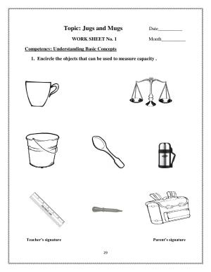 Worksheets for Class 2 Maths Assignment 53 Jugs and Mugs