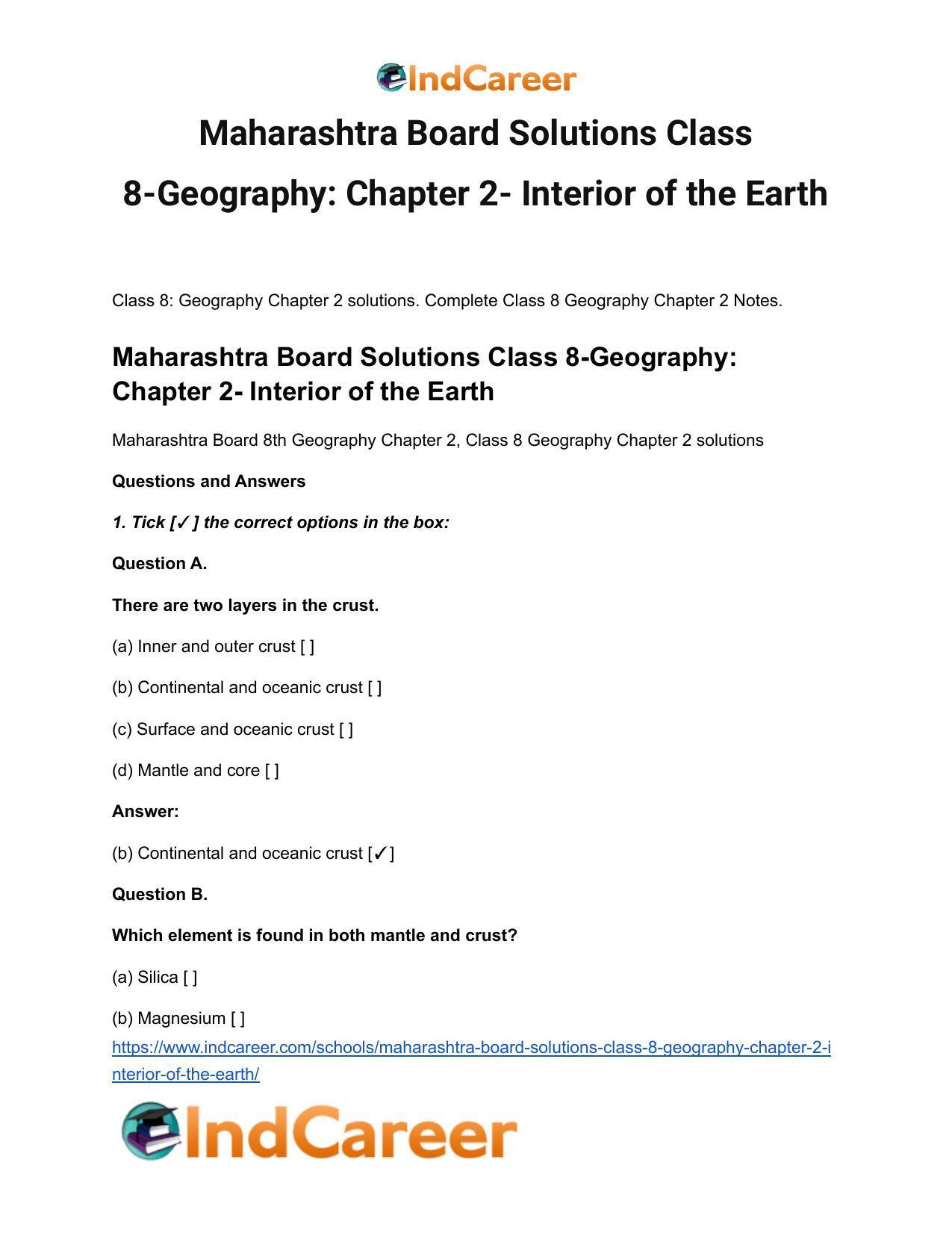 Maharashtra Board Solutions Class 8-Geography: Chapter 2- Interior of the Earth - Page 2