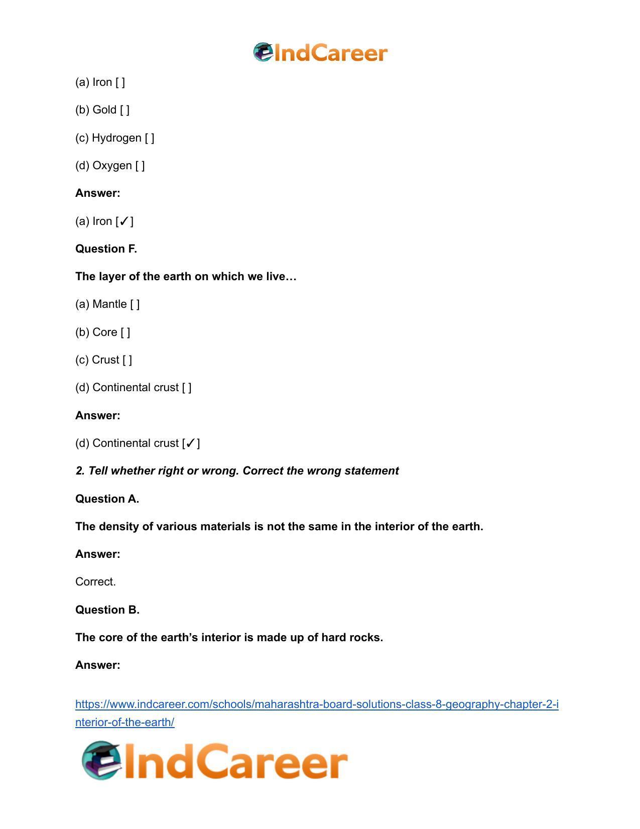 Maharashtra Board Solutions Class 8-Geography: Chapter 2- Interior of the Earth - Page 4
