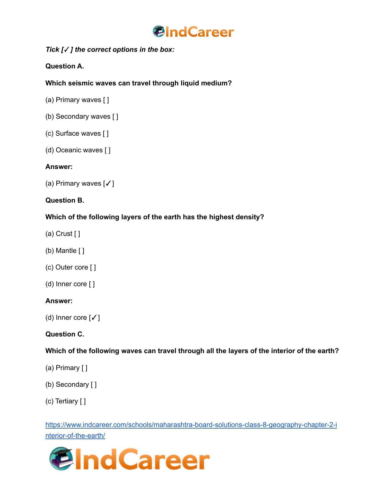 Maharashtra Board Solutions Class 8-Geography: Chapter 2- Interior of the Earth - Page 12