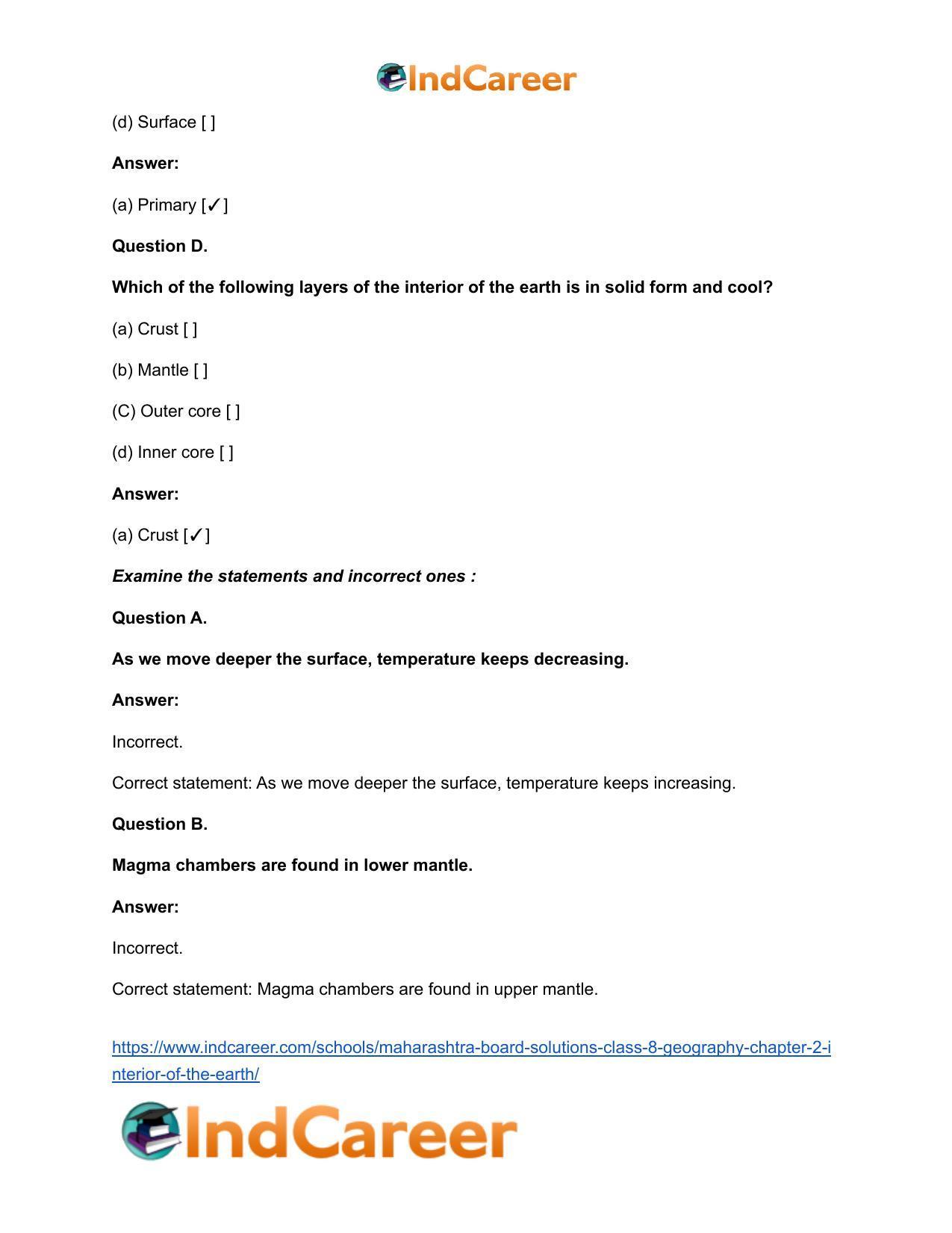 Maharashtra Board Solutions Class 8-Geography: Chapter 2- Interior of the Earth - Page 13