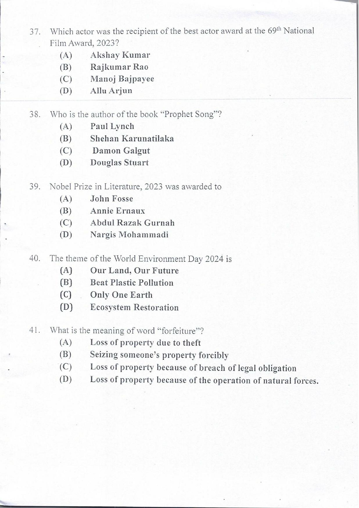 KUET 2024 BVA/BPA Question Paper - Page 9