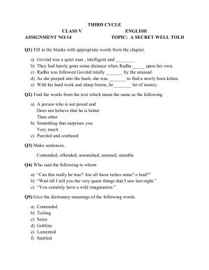 Worksheet for Class 5 English Assignment 27