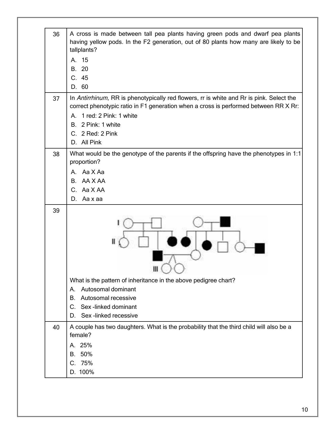 CBSE Class 12th Biology Sample Question Paper 2021-22 - Page 10