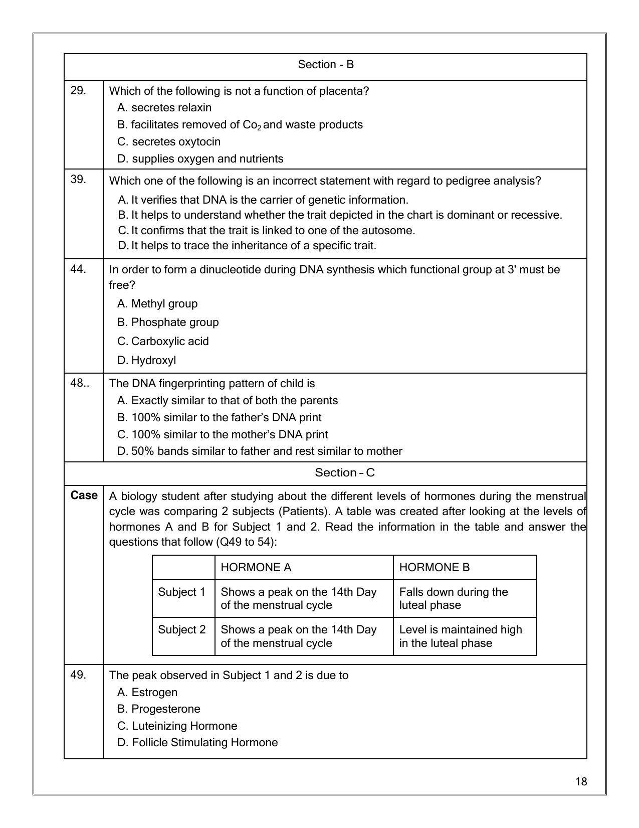 CBSE Class 12th Biology Sample Question Paper 2021-22 - Page 18