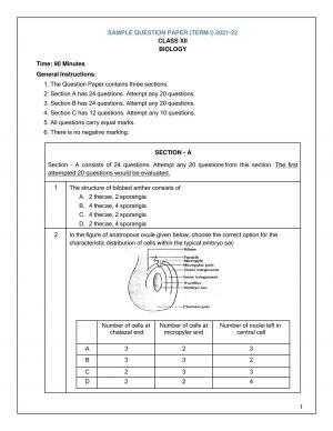 CBSE Class 12th Biology Sample Question Paper 2021-22
