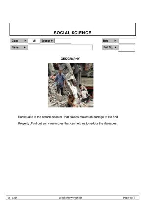 CBSE Worksheets for Class 7 Geography Earthquake Assignment