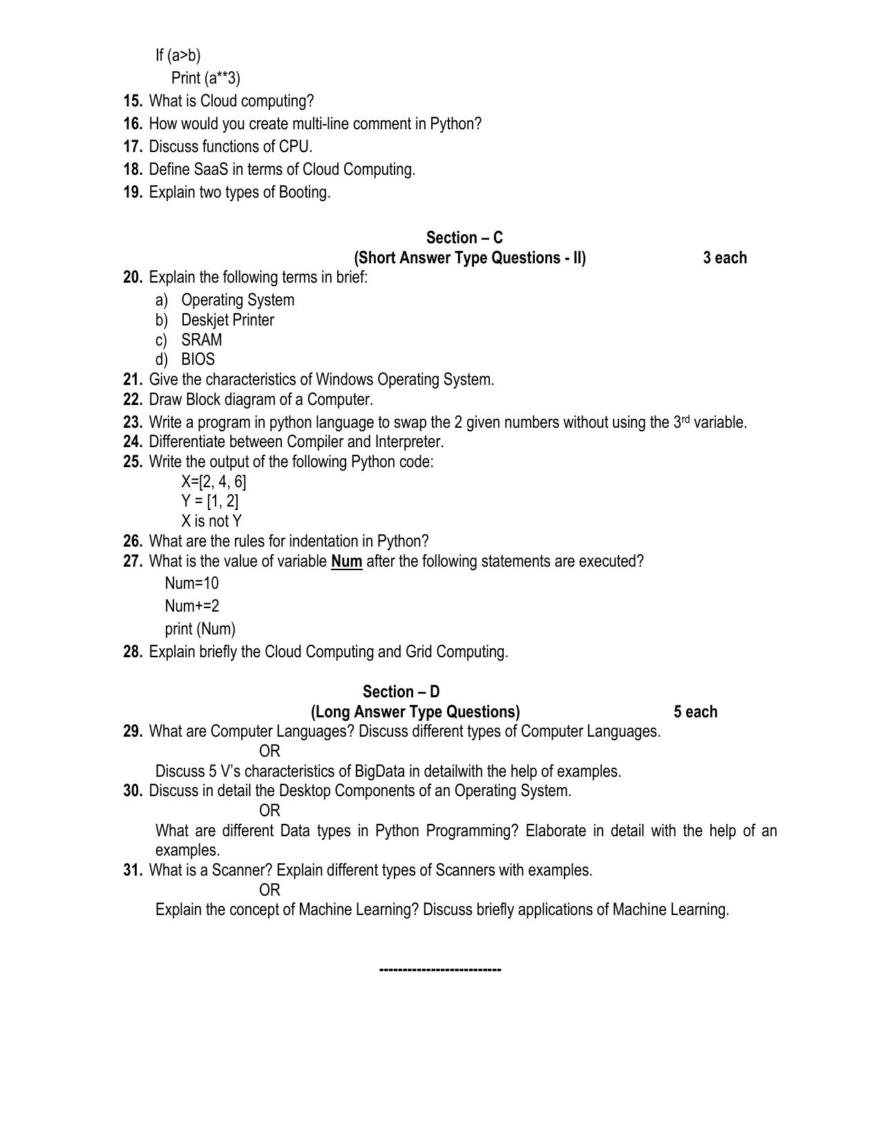 JKBOSE Class 11 INFORMATION PRACTICE Model Question Paper - Page 2