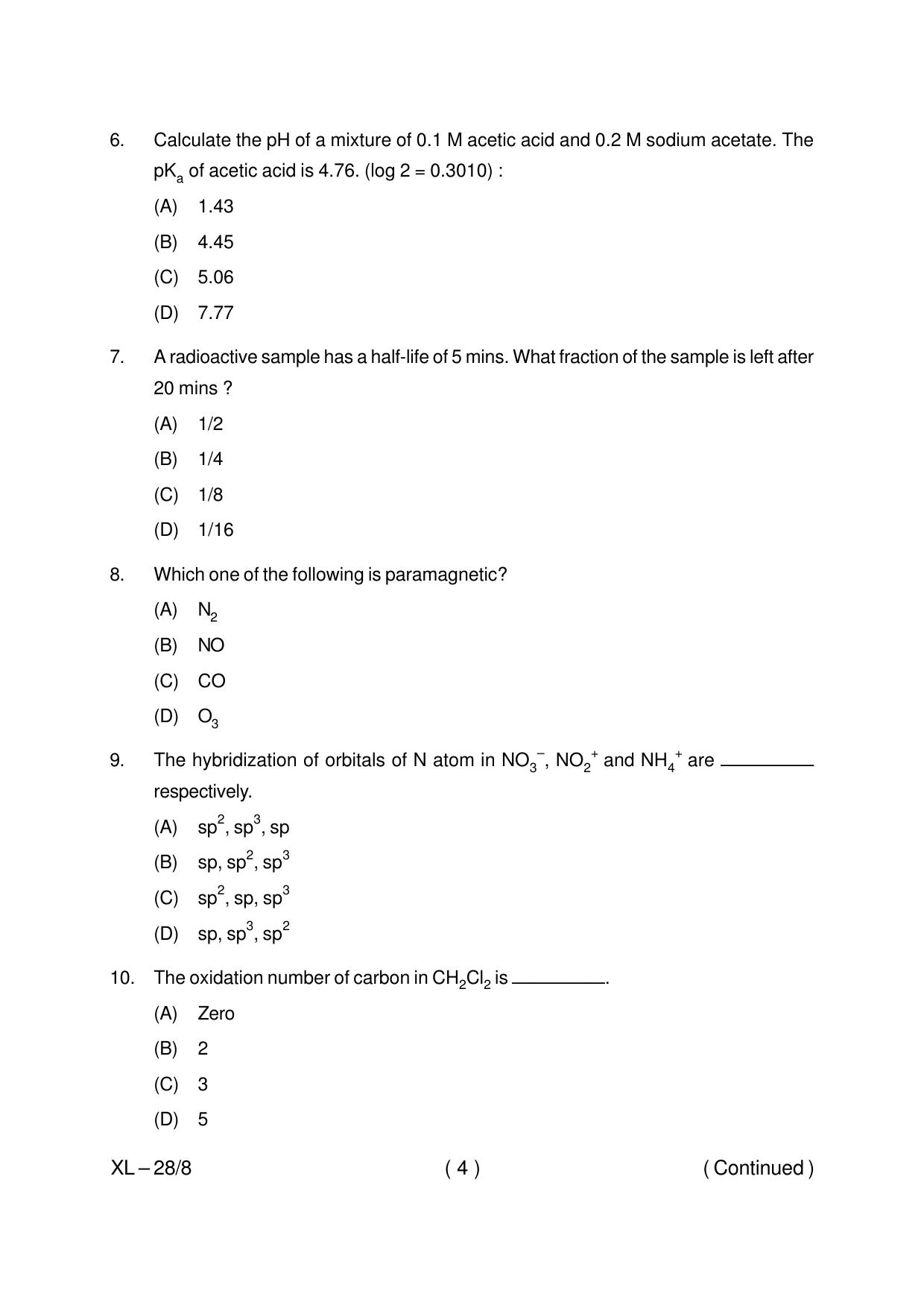 Odisha CPET LIFE SCIENCE 2020 Question Paper - Page 4
