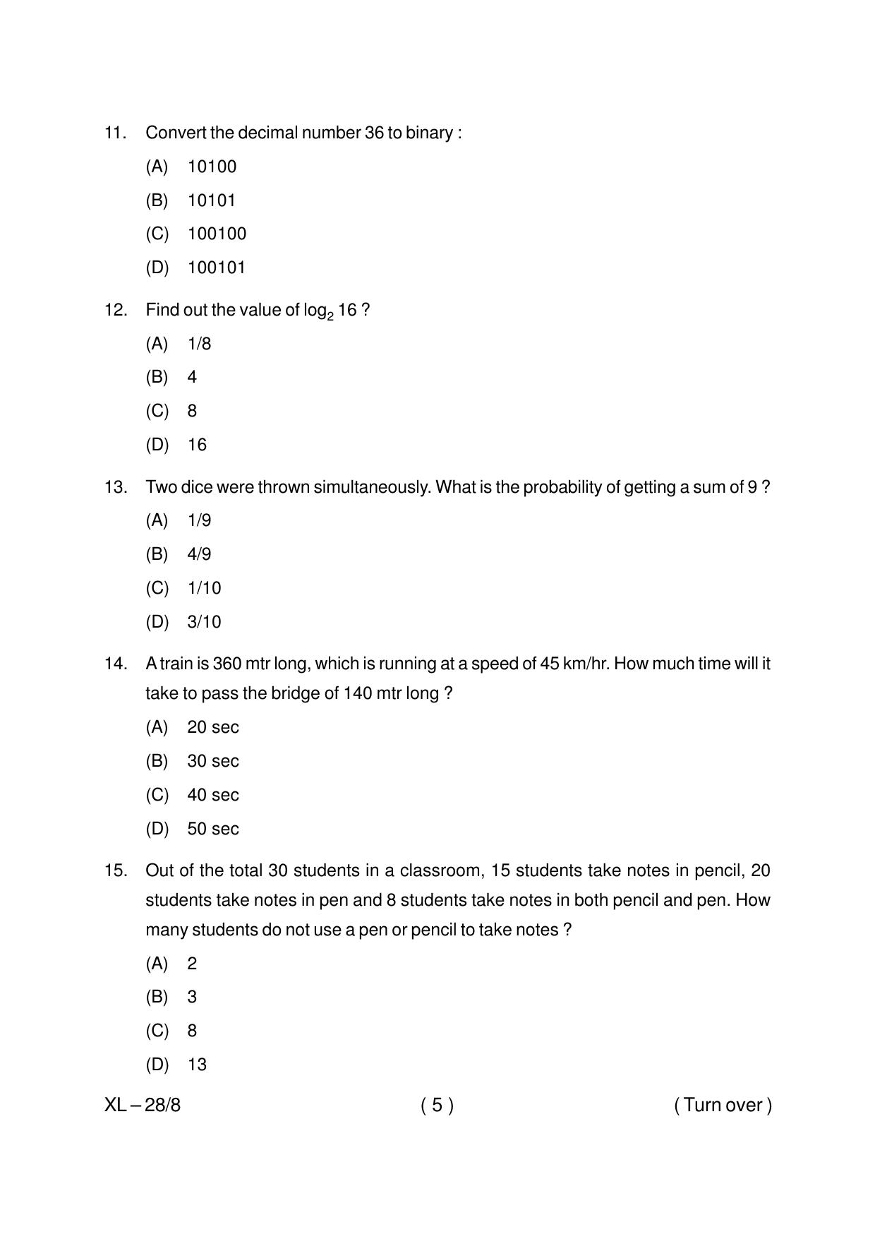 Odisha CPET LIFE SCIENCE 2020 Question Paper - Page 5