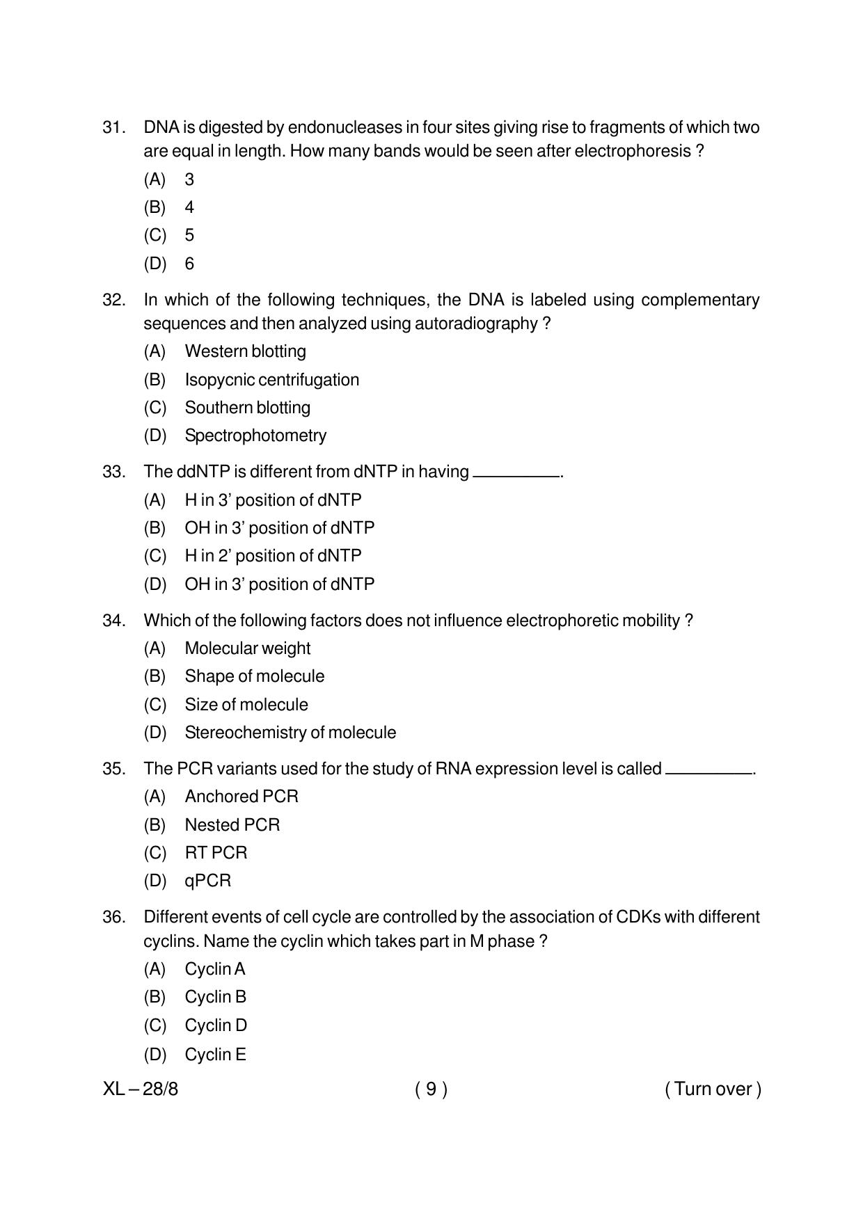 Odisha CPET LIFE SCIENCE 2020 Question Paper - Page 9