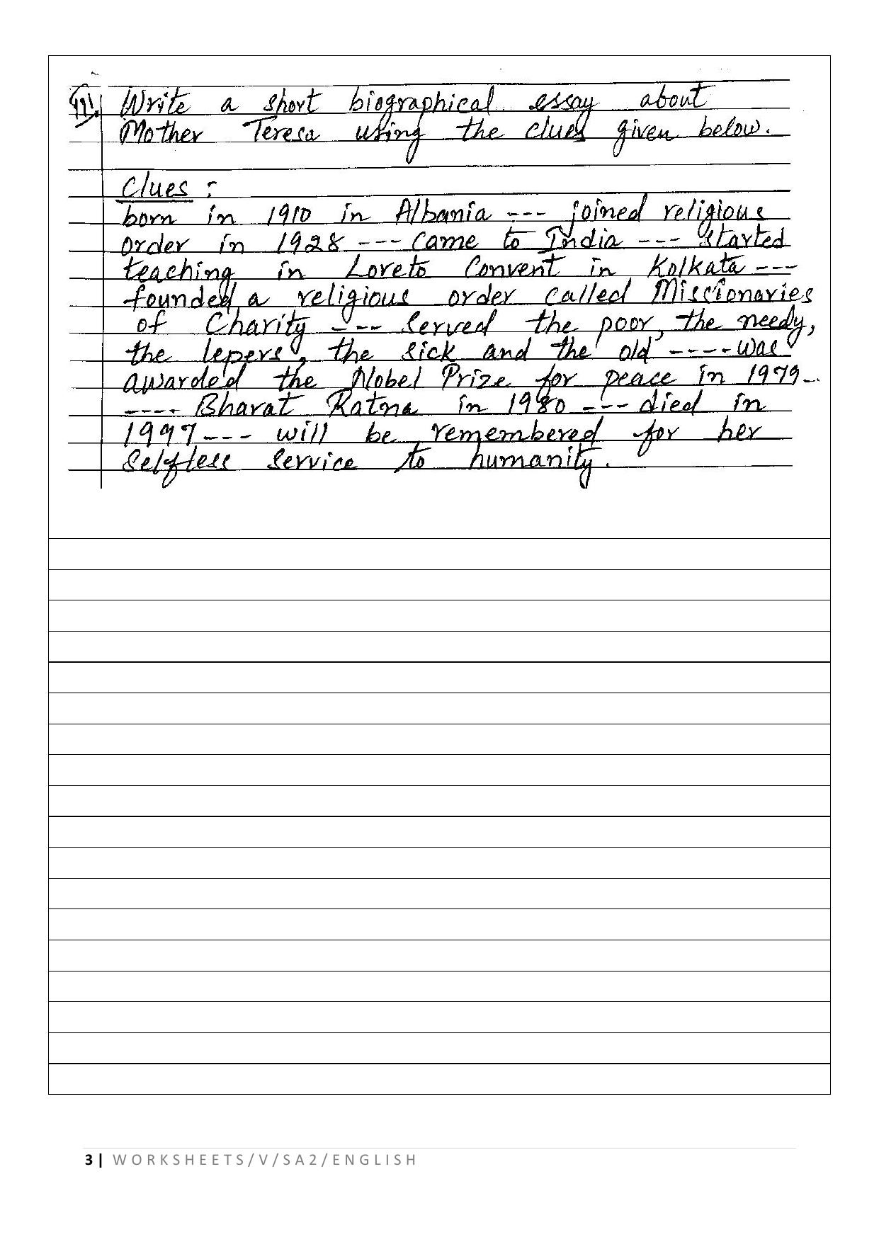 Worksheet for Class 5 English Writing Task Assignment - Page 3