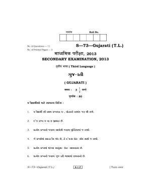 RBSE Class 10 Gujarati (T.L.) 2013 Question Paper