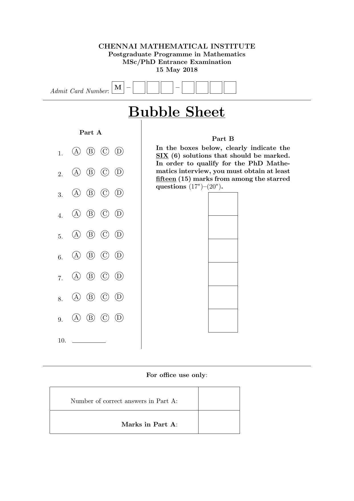 CMI Entrance Exam 2018 Question Paper MSc/PhD Mathematics - Page 2