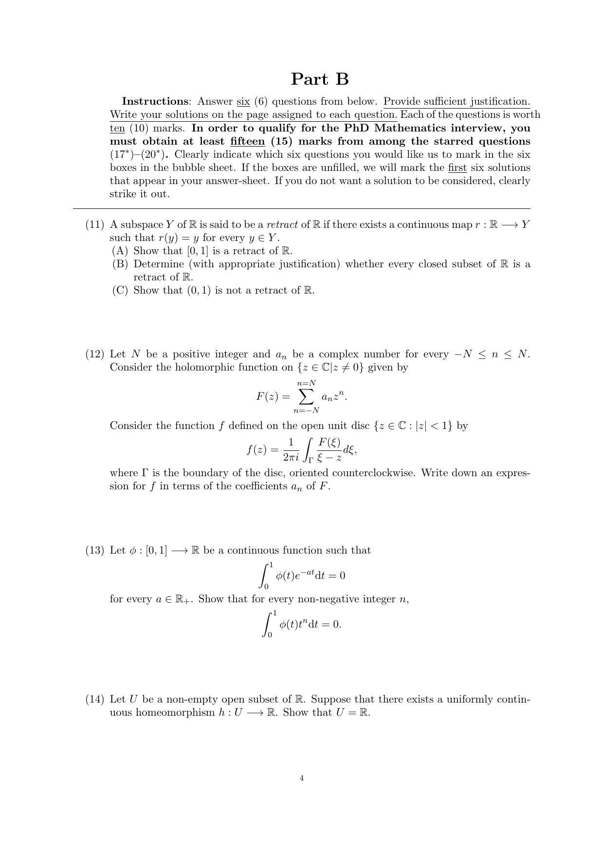 CMI Entrance Exam 2018 Question Paper MSc/PhD Mathematics - Page 6