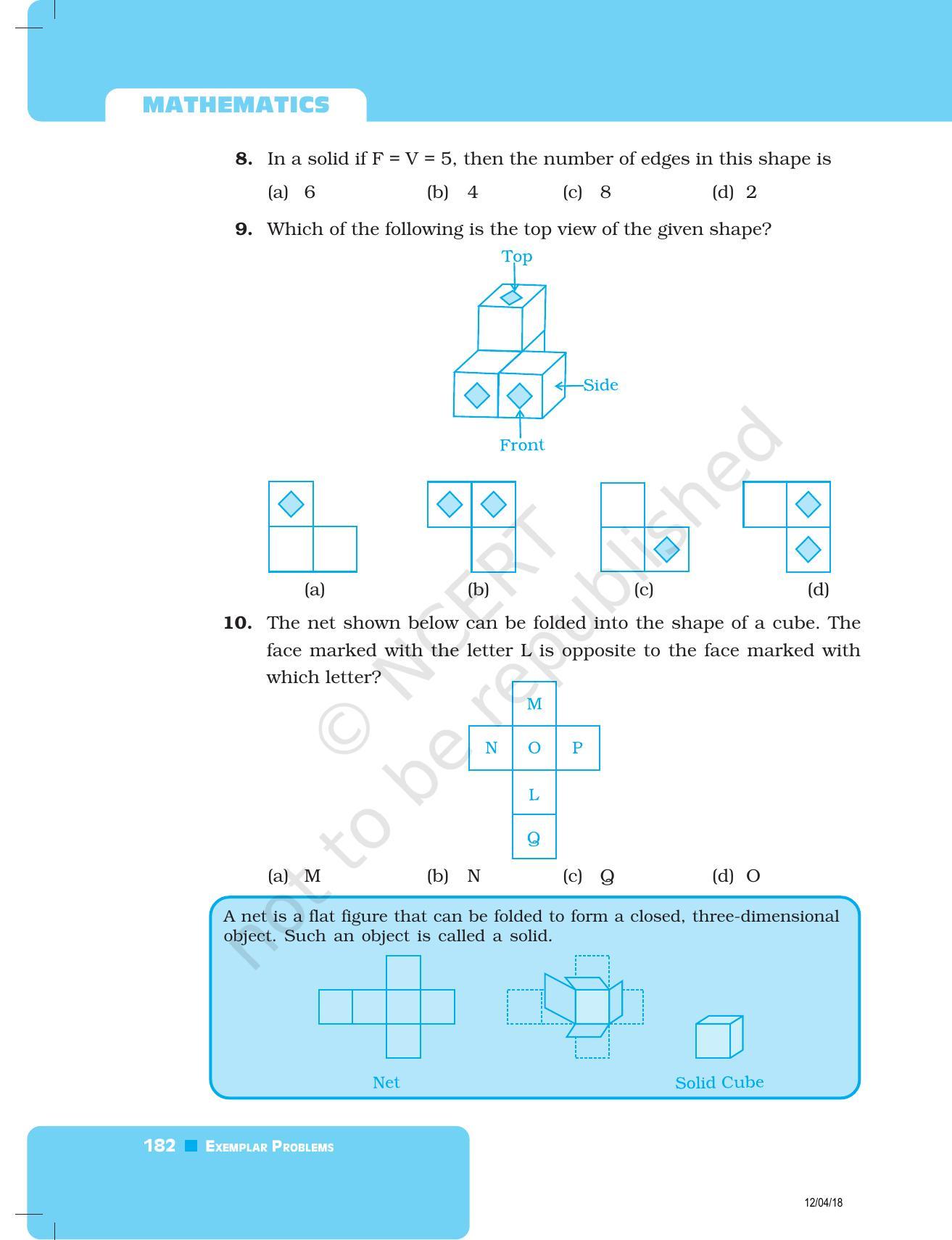 NCERT Exemplar Book for Class 8 Maths: Chapter 6- Visualising Solid Shapes - Page 12