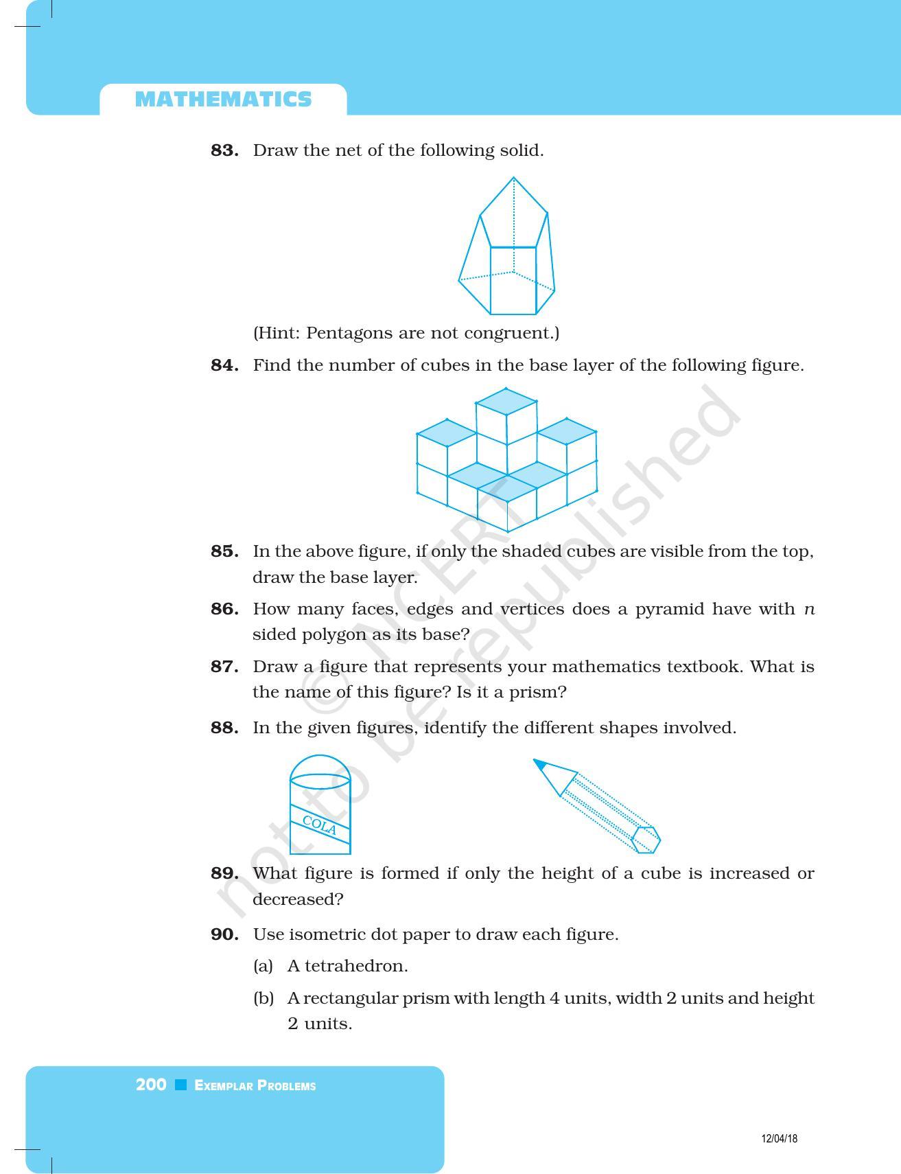 NCERT Exemplar Book for Class 8 Maths: Chapter 6- Visualising Solid Shapes - Page 30