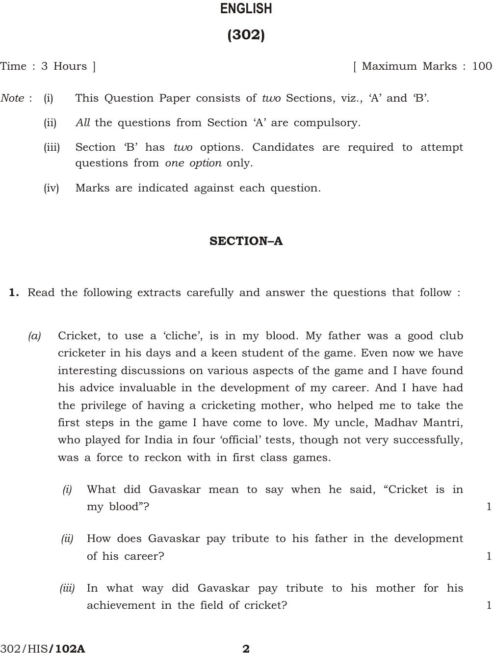 NIOS October 2014 Class 12 English Question Paper - Page 2
