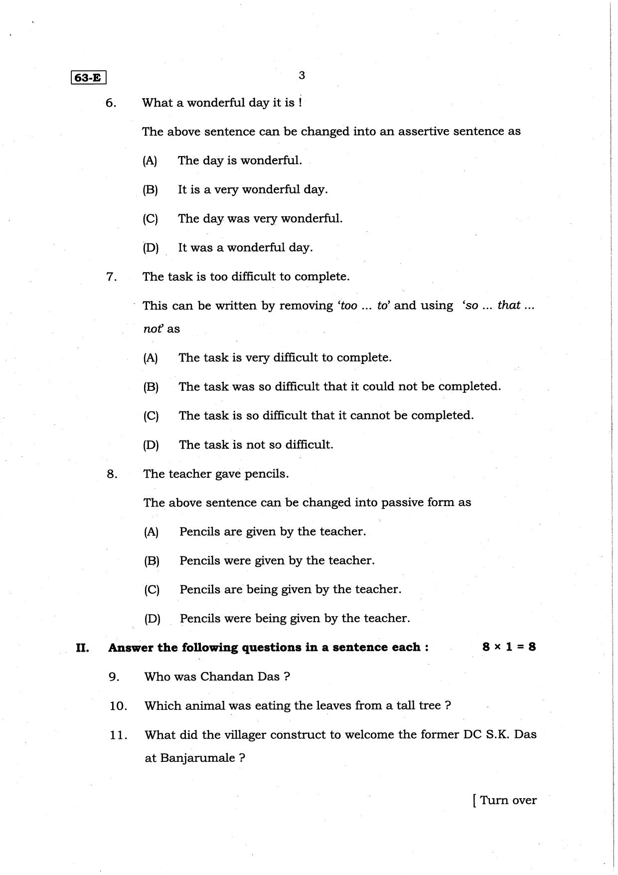 Karnataka SSLC English (Third Language) Set 1 Model Question Paper 2025 - Page 3