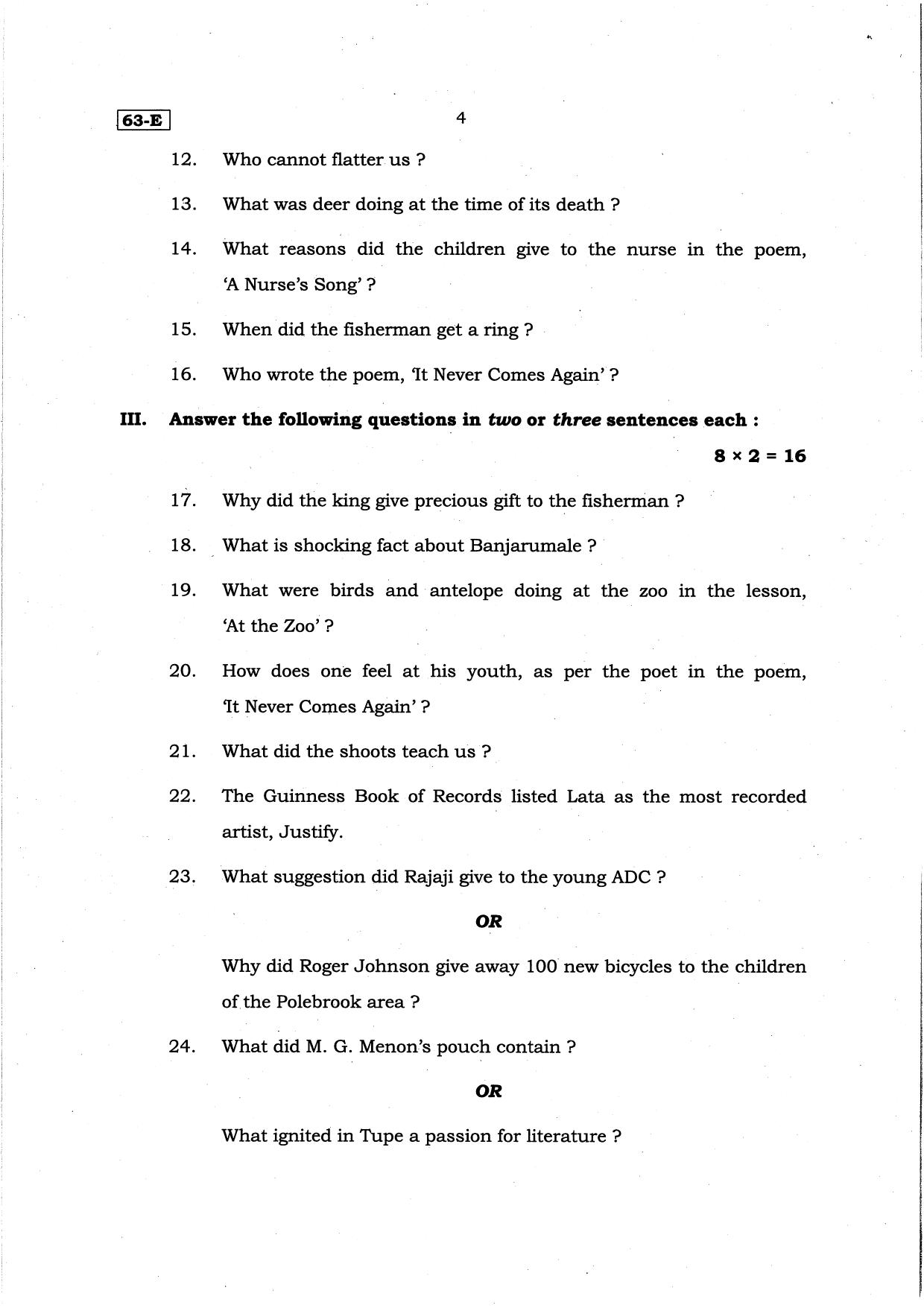 Karnataka SSLC English (Third Language) Set 1 Model Question Paper 2025 - Page 4