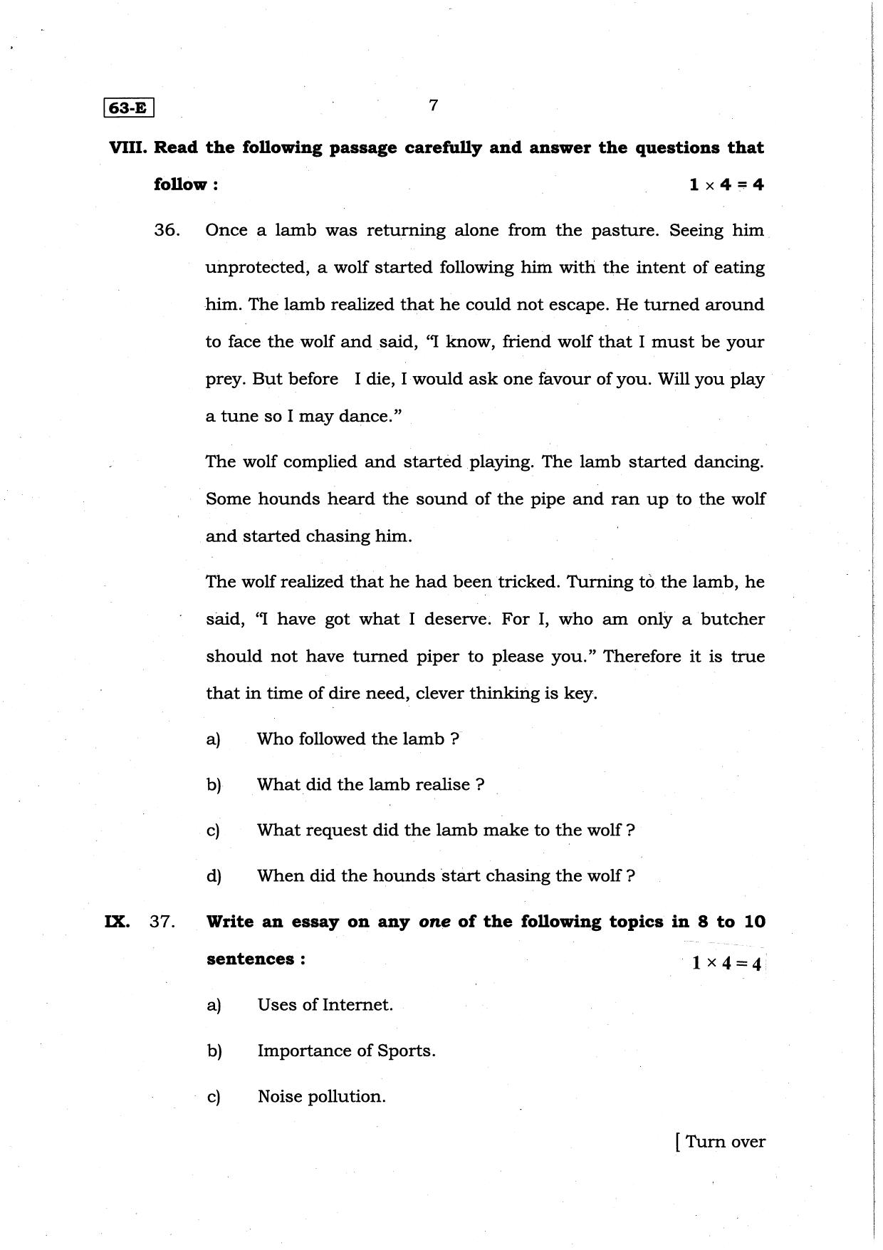 Karnataka SSLC English (Third Language) Set 1 Model Question Paper 2025 - Page 7