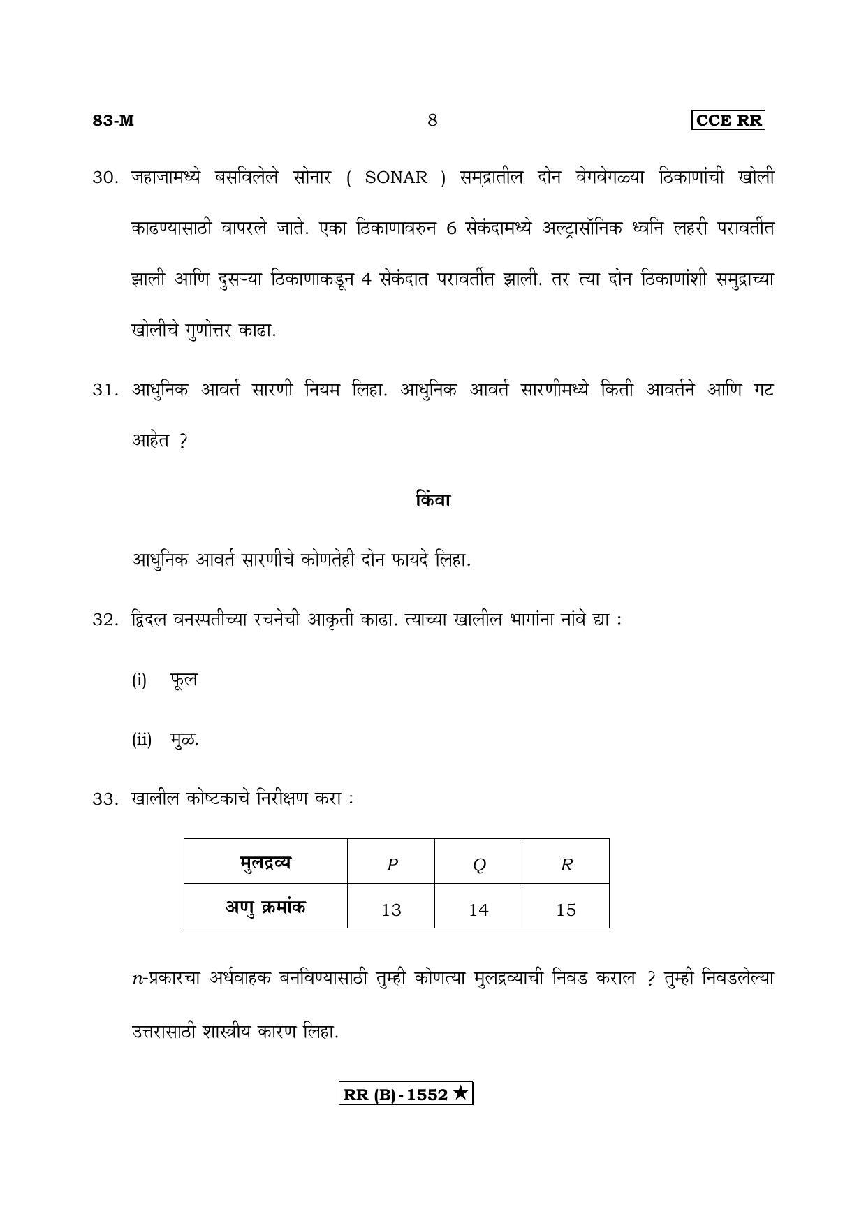 Karnataka SSLC Science Marathi Medium (Supplementary)-B Question Paper 2020 - Page 8