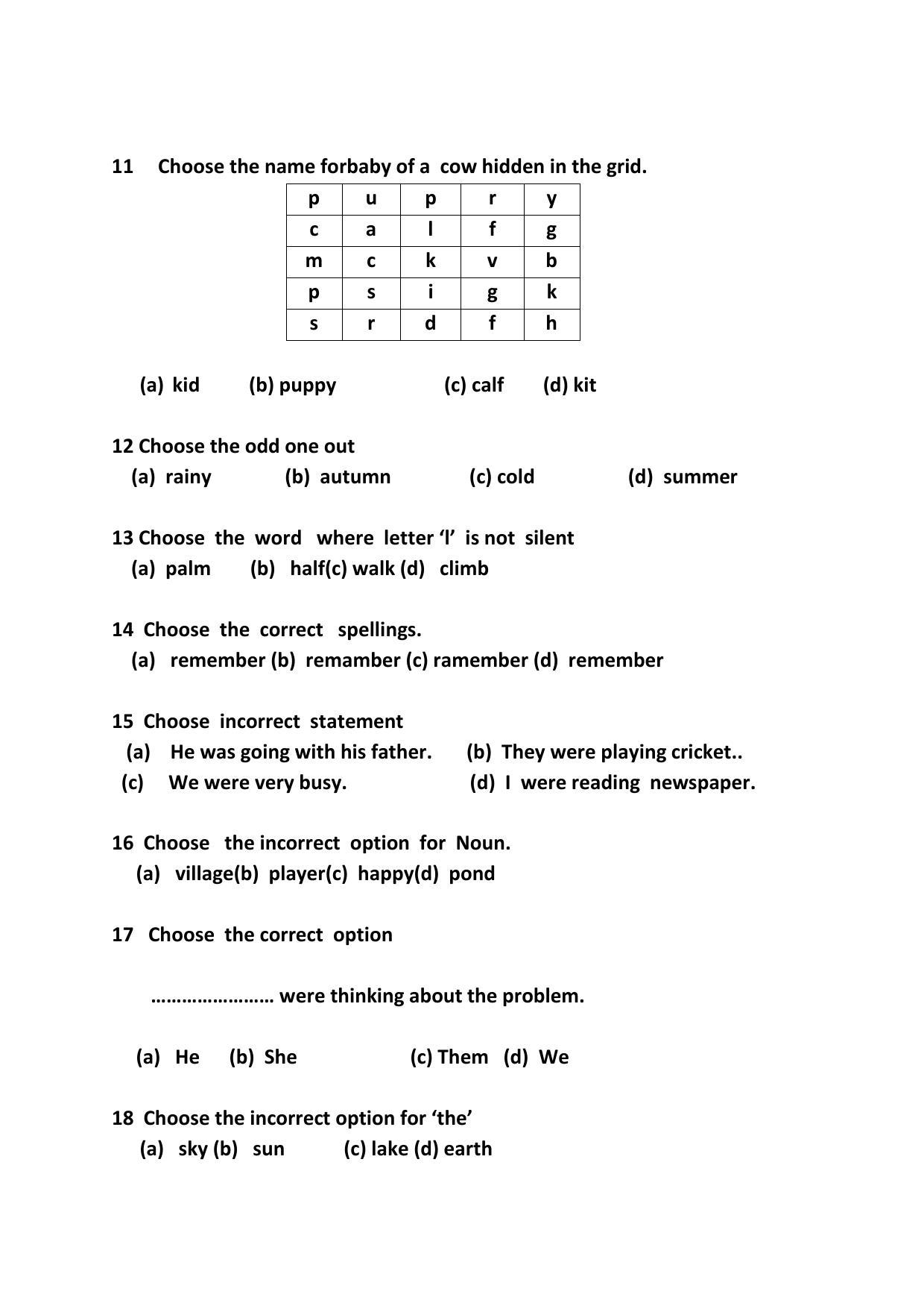 PSEB Class 5 English Model Papers - Page 3