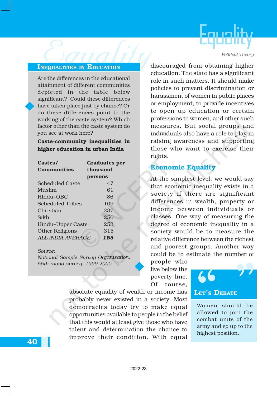 NCERT Book for Class 11 Political Science (Political Theory) Chapter 3 Equality - Page 10