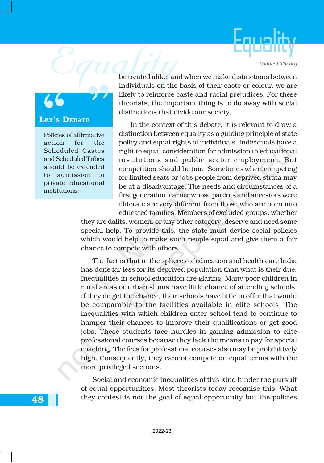 NCERT Book for Class 11 Political Science (Political Theory) Chapter 3 Equality - Page 18