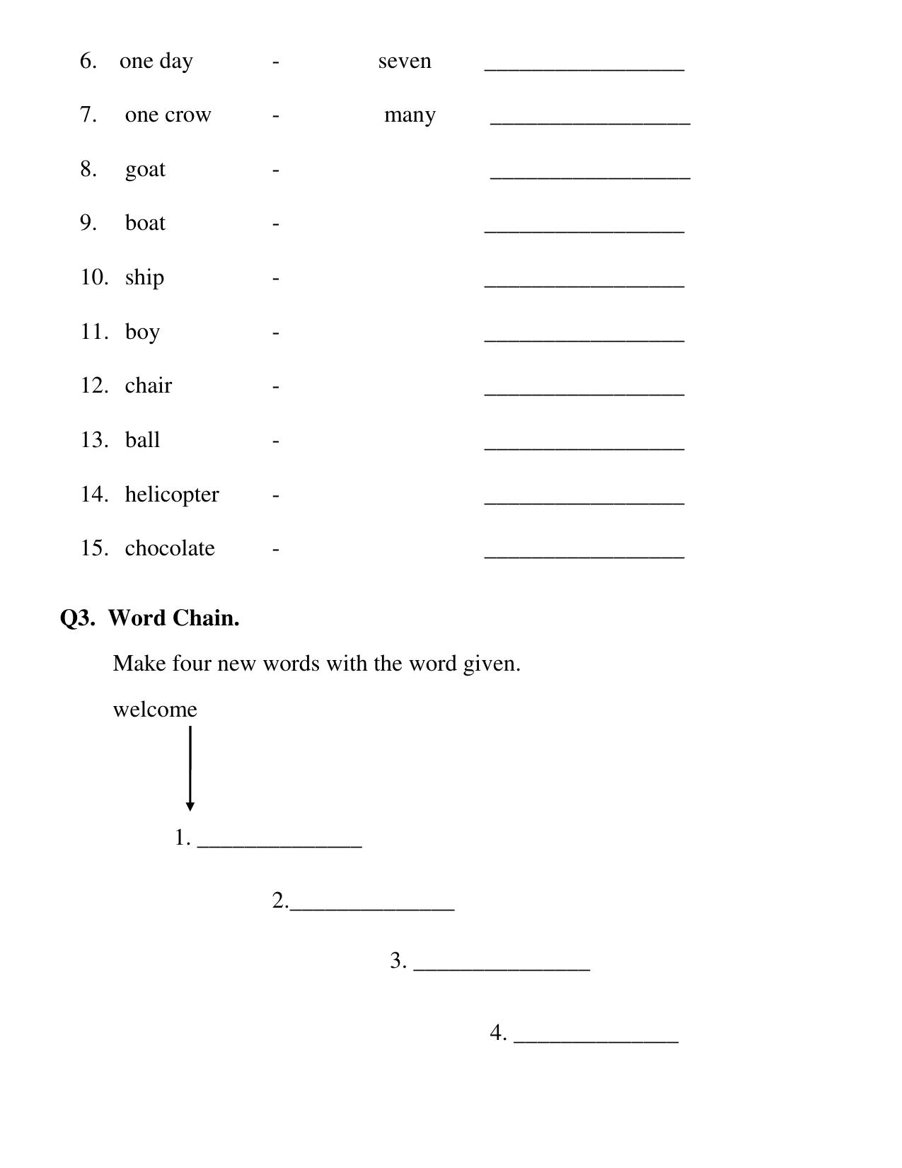 Worksheet for Class 1 English Assignment 77 - Page 2