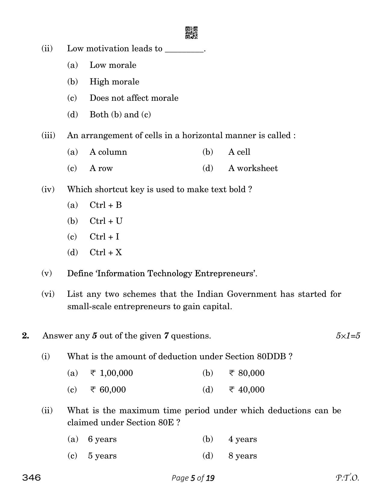 CBSE Class 12 Taxation (Compartment) 2023 Question Paper - Page 5