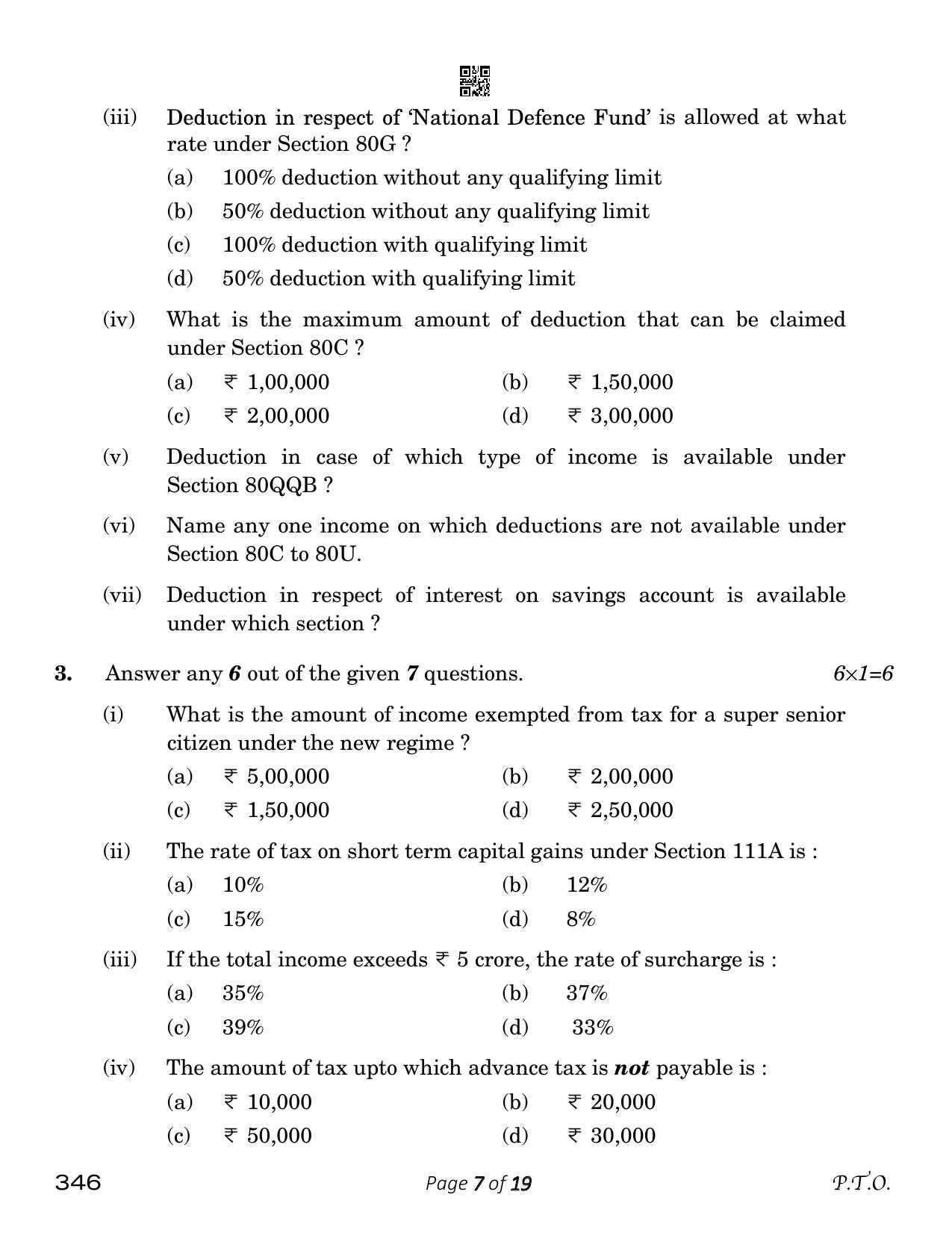 CBSE Class 12 Taxation (Compartment) 2023 Question Paper - Page 7