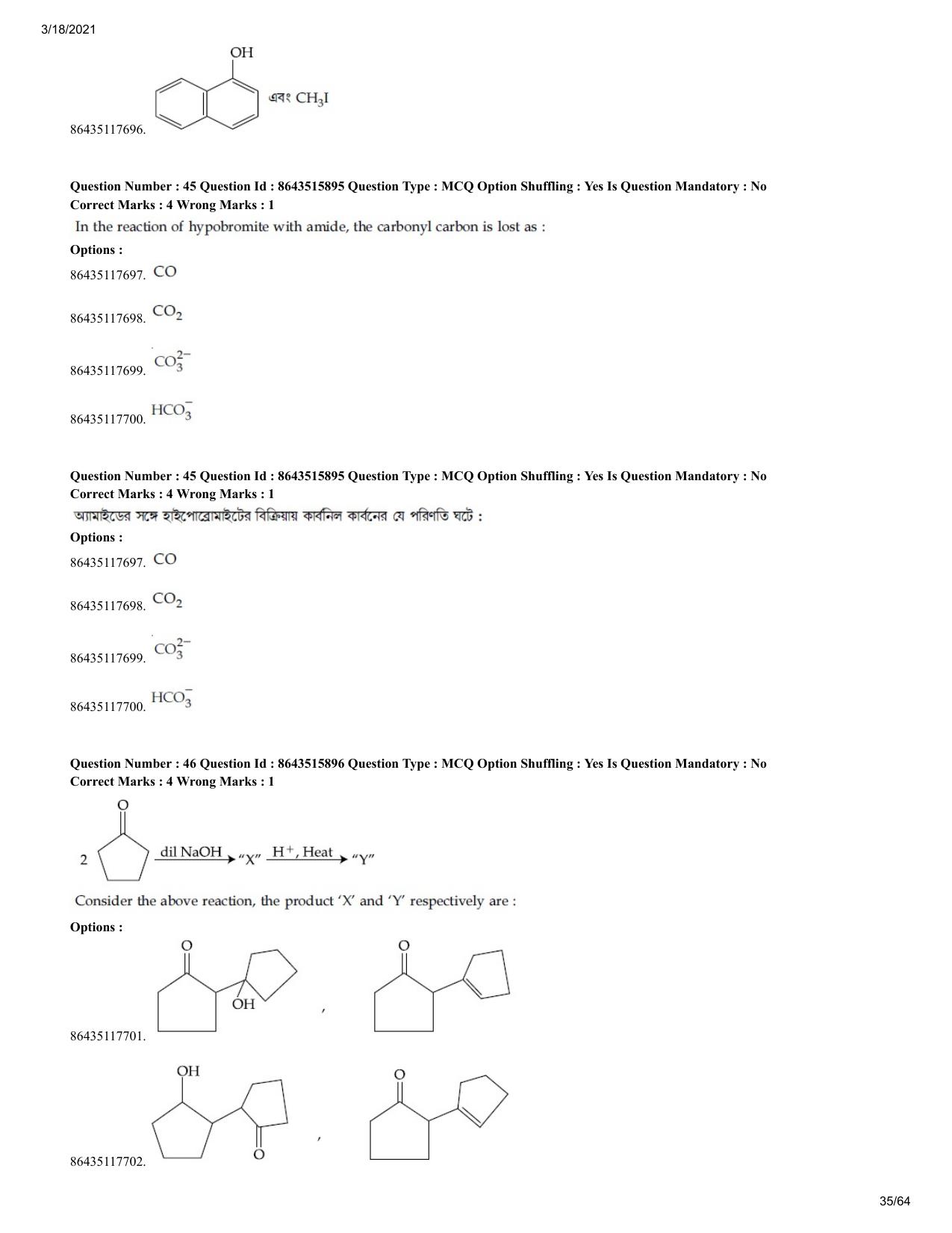 JEE Mains 2021: BTech EB (Shift 2) 18-03-2021 Question Paper - Page 35