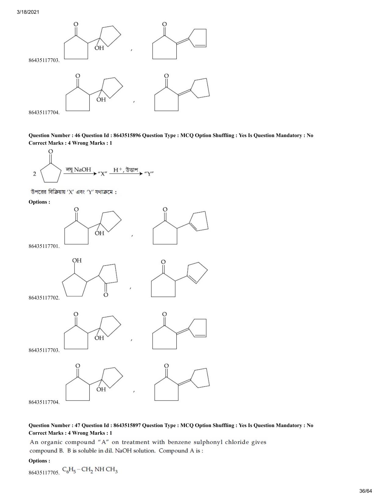 JEE Mains 2021: BTech EB (Shift 2) 18-03-2021 Question Paper - Page 36