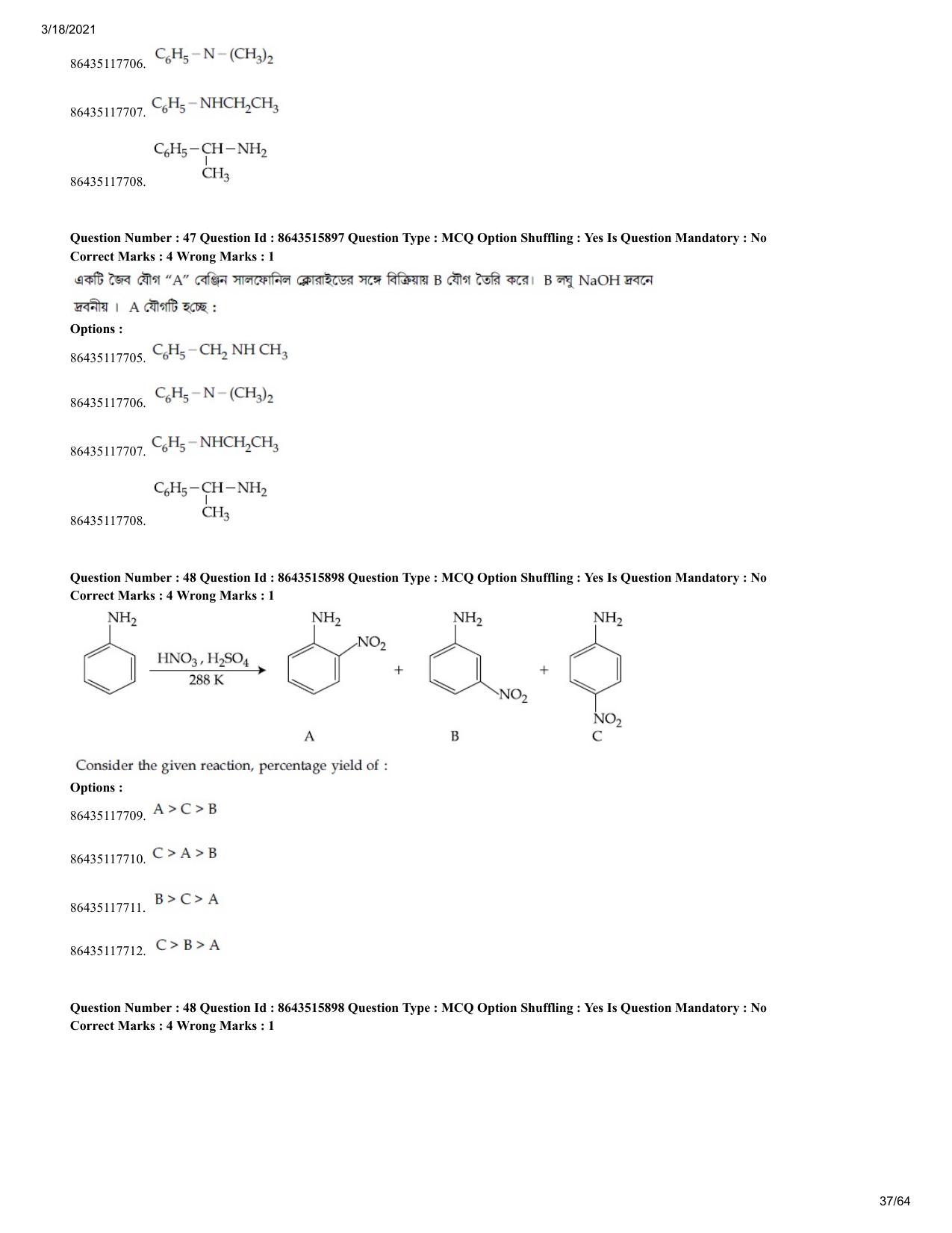 JEE Mains 2021: BTech EB (Shift 2) 18-03-2021 Question Paper - Page 37