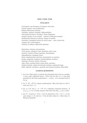 ISI Admission Test M.Math. PMB 2015 Sample Paper
