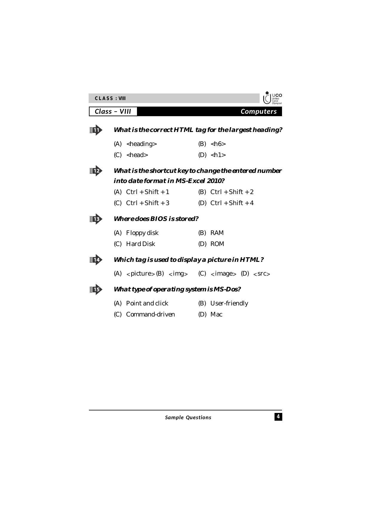 UCO Sample Papers for Class 8 - Page 4