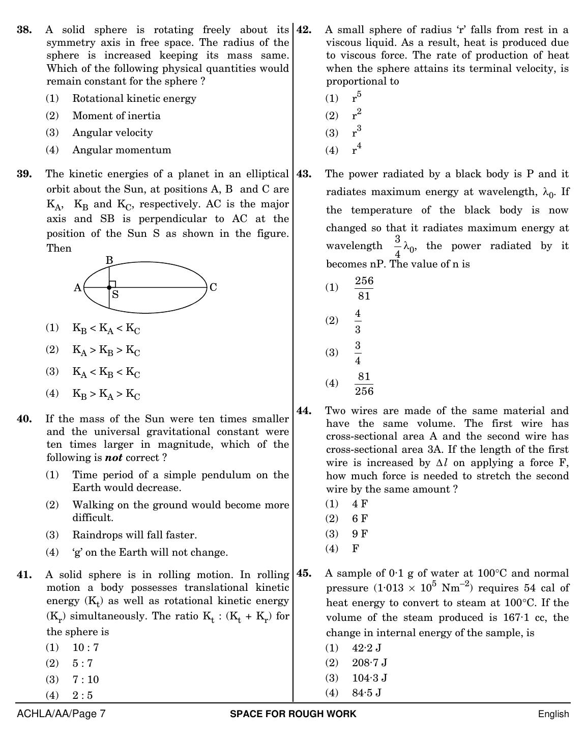 NEET English AA 2019 Question Paper - Page 7