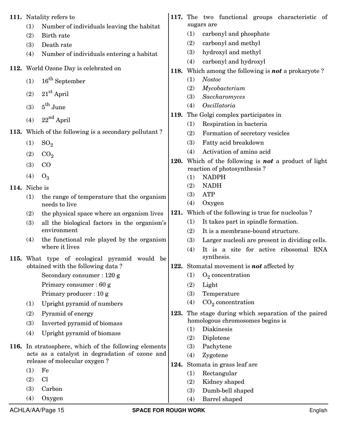 NEET English AA 2019 Question Paper - Page 15