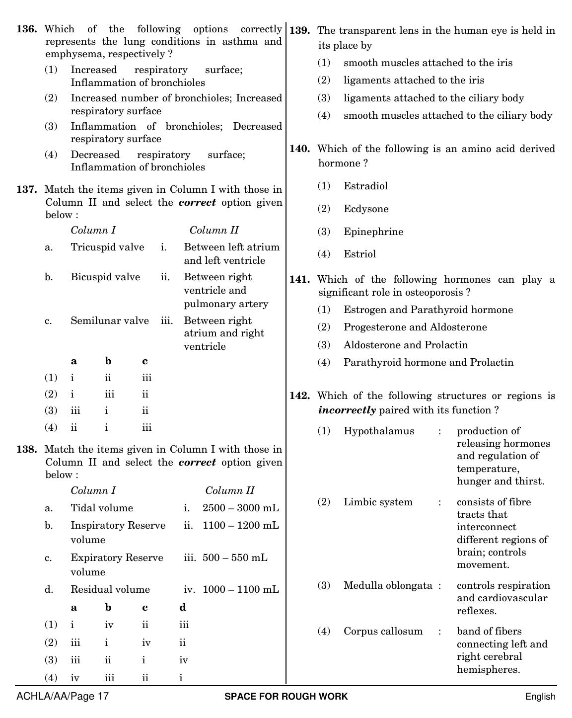 NEET English AA 2019 Question Paper - Page 17