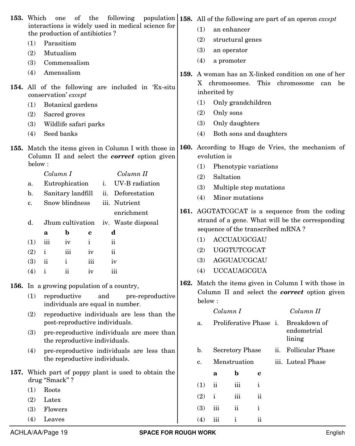 NEET English AA 2019 Question Paper - Page 19