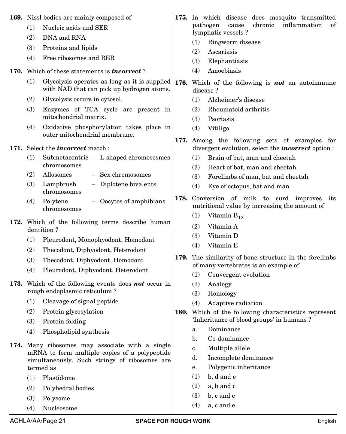 NEET English AA 2019 Question Paper - Page 21