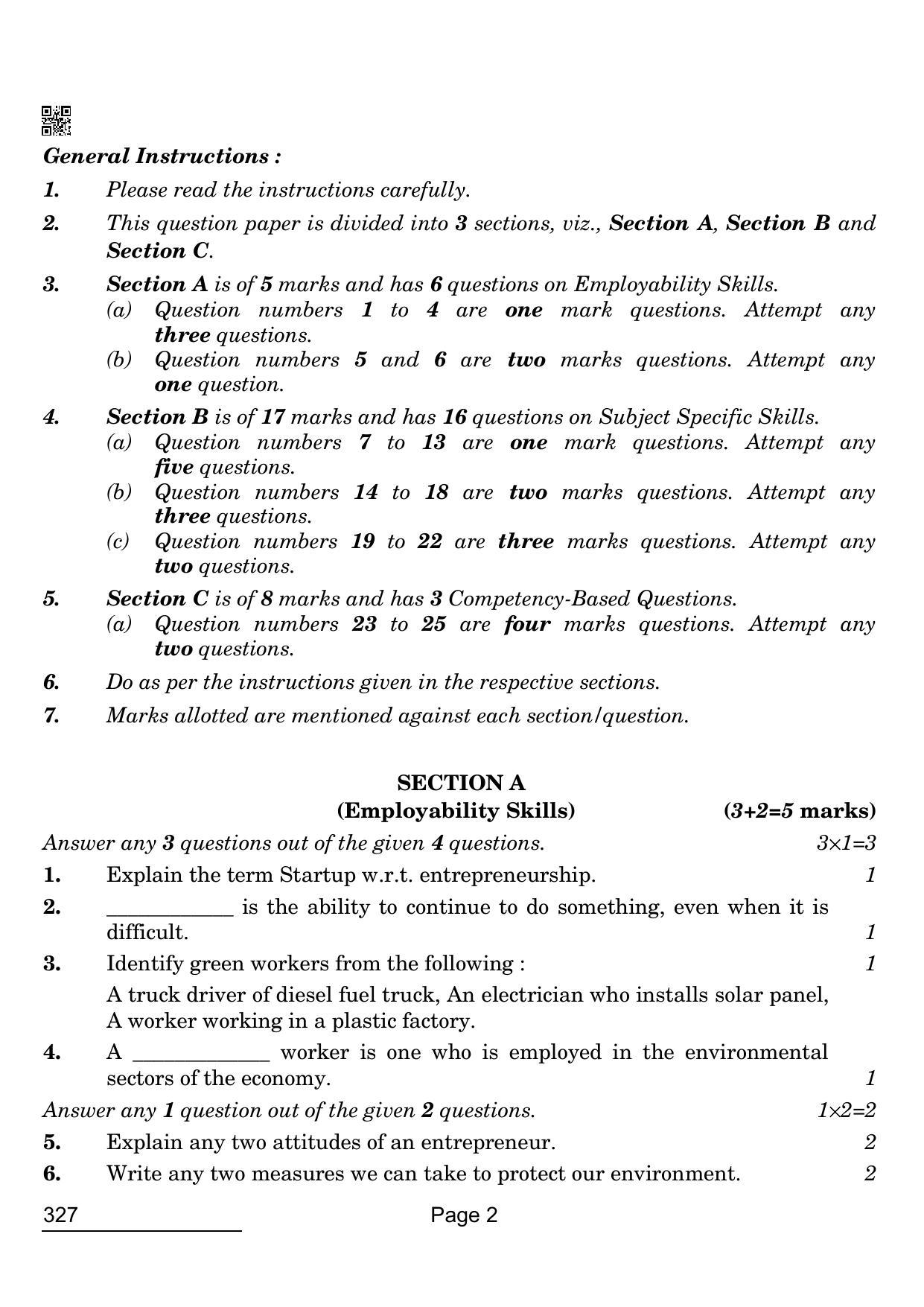 CBSE Class 12 327 Web Applications 2022 Question Paper - Page 2