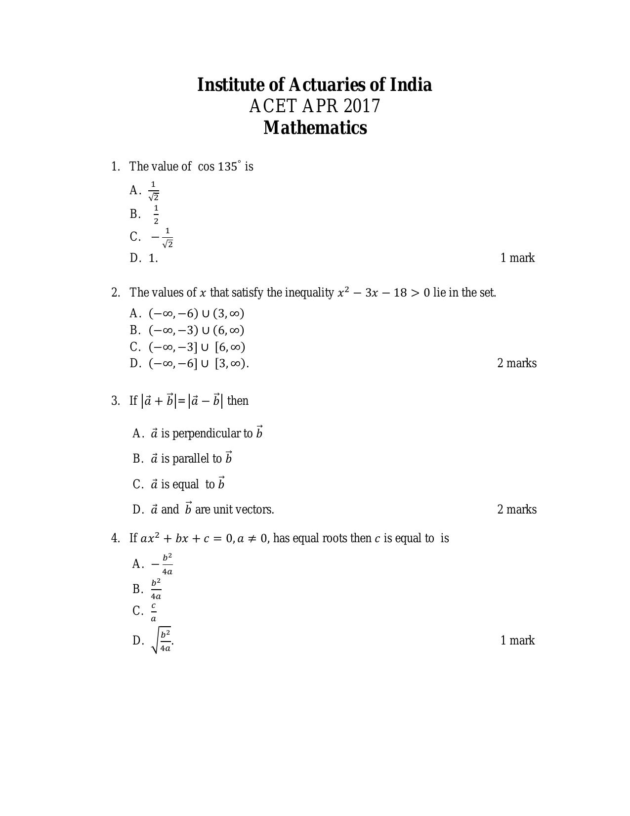 ACET April 2017 Question Papers - Page 1
