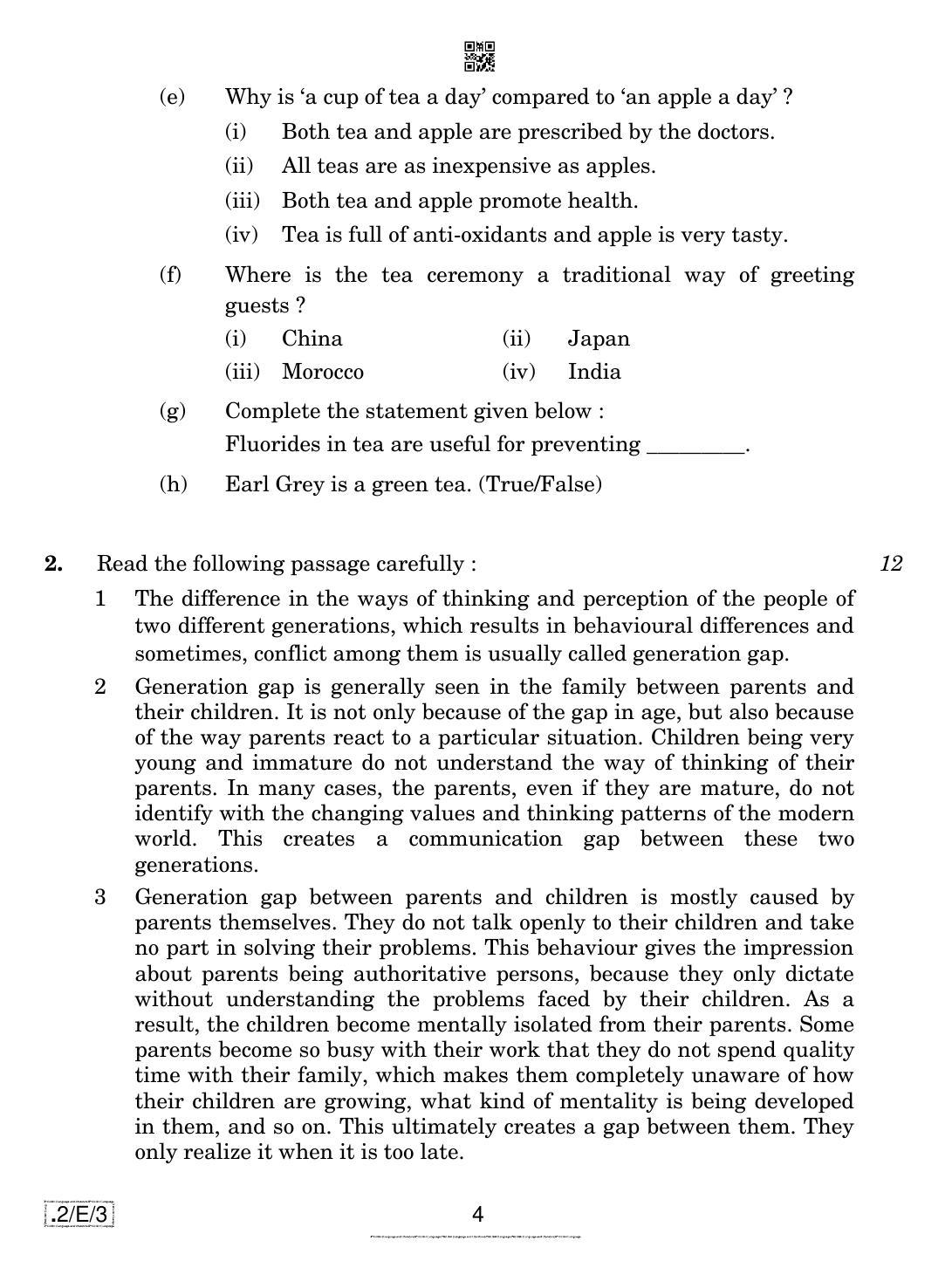 CBSE Class 10 2-C-3 Eng Lang. And Literature 2020 Compartment Question Paper - Page 4