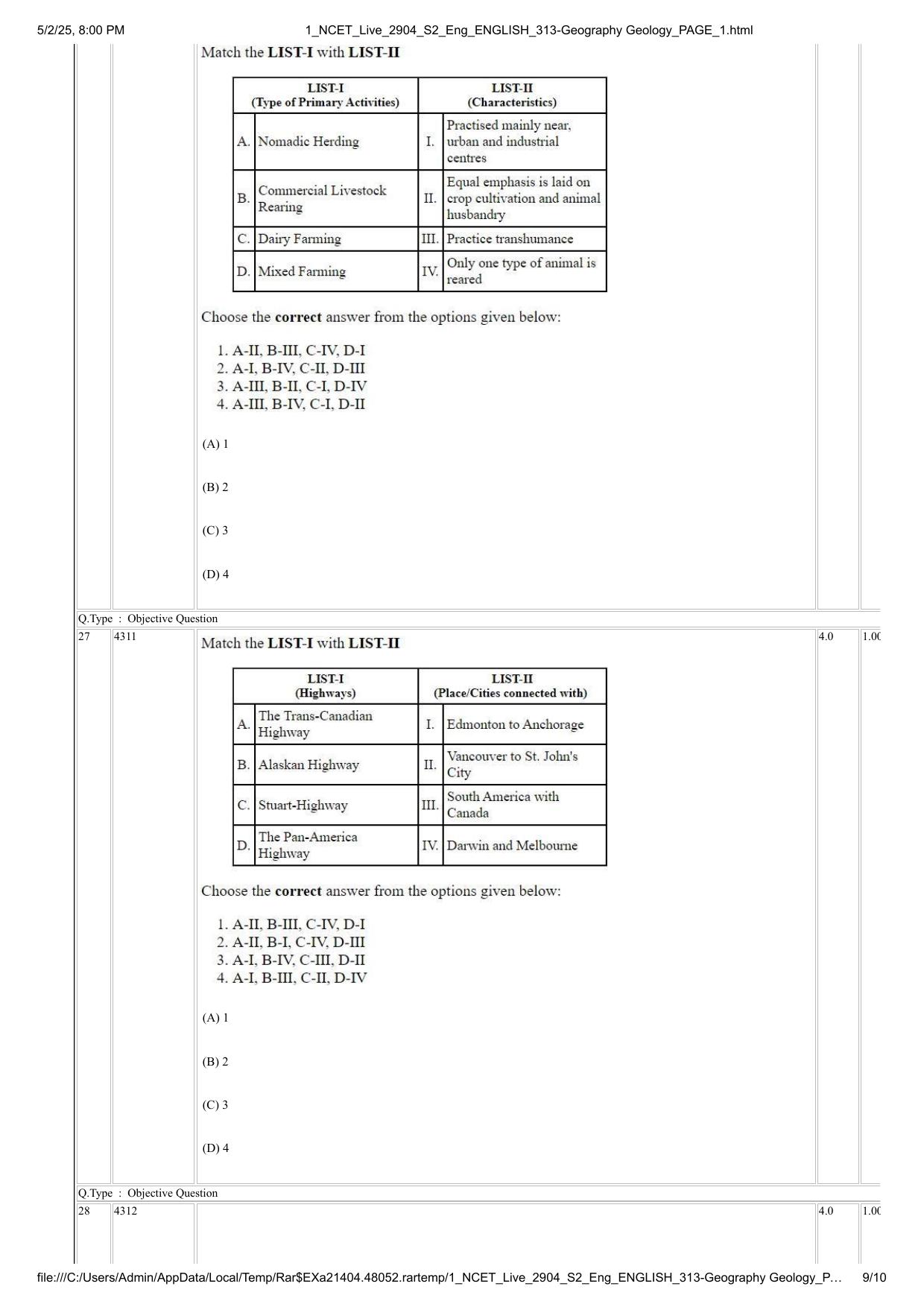 NCET 2025 Question Paper - Geography Geology - Page 9