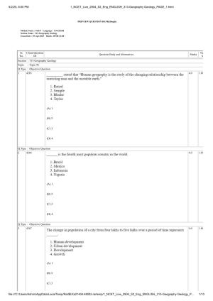 NCET 2025 Question Paper - Geography Geology