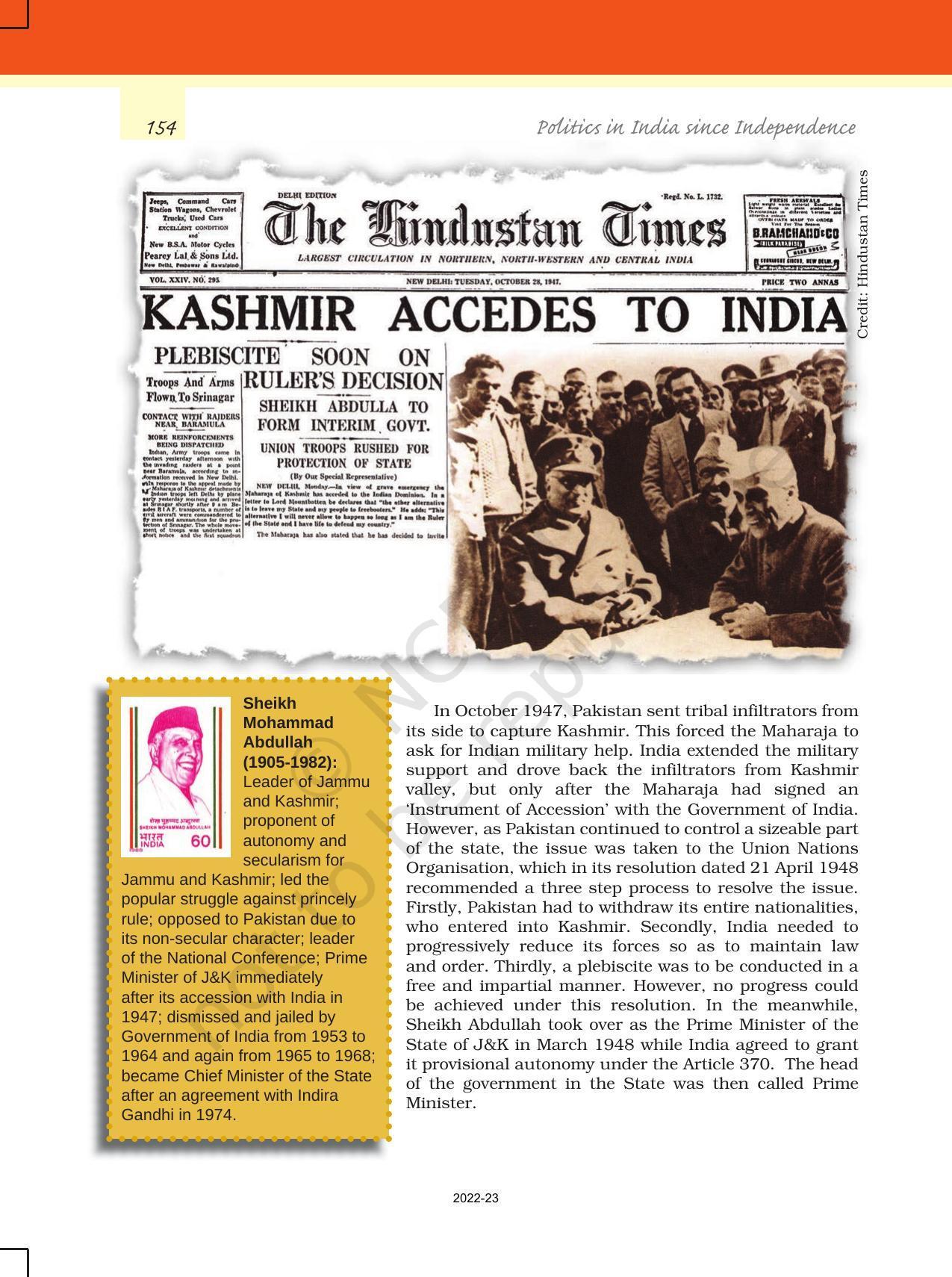NCERT Book for Class 12 Political Science (Politics In India Since Independence) Chapter 8 Regional Aspirations - Page 7